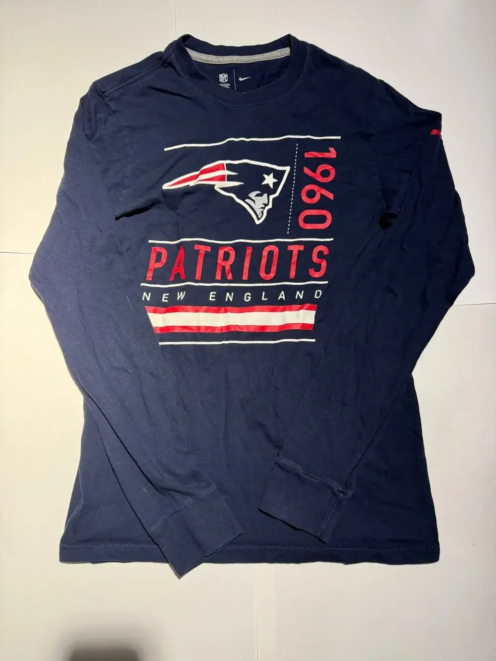 Nike NFL Team Apparel New England Patriots Long Sleeve Shirt (Navy, Size Small)